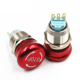 Botão 19mm emergência Inox - 6 pinos 2NO 2NC