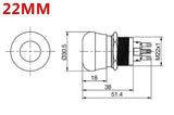 Botão 22mm emergência Inox - 6 pinos 2NO 2NC