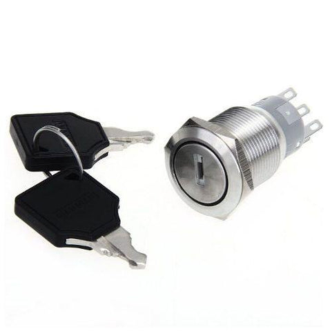 Chave Interruptor Segurança 19mm 3 Posições Inox