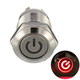 Botão 12mm LED sem trava power 24v Inox