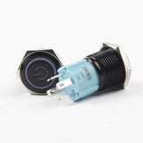 Botão 16mm LED com trava preto power 24V Inox