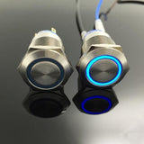 Botão 19mm com LED sem trava 24v Inox