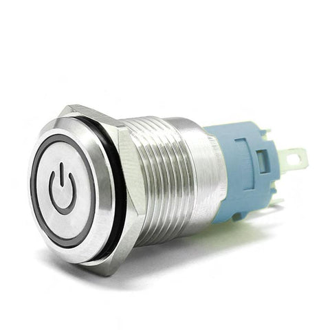 Botão 16mm LED com trava power 24V Inox