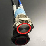 Botão 16mm LED com trava 24v Inox