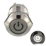 Botão 12mm LED sem trava power 24v Inox