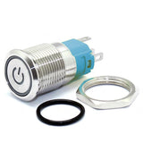 Botão 16mm LED com trava power 24V Inox
