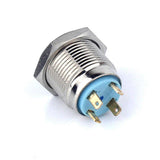 Botão 16mm LED sem trava 24v Inox 4 pin