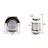 Botão 12mm sem trava cabeça alta Inox