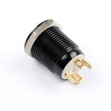 Botão 12mm LED sem trava preto 24v Inox