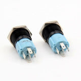 Botão 19mm LED com trava preto 24v Inox