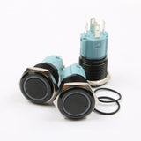 Botão 16mm LED sem trava preto 24v Inox