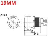 Botão 19mm emergência Inox - 6 pinos 2NO 2NC