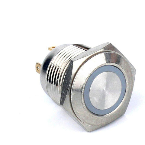 Botão 16mm LED sem trava 24v Inox 4 pin