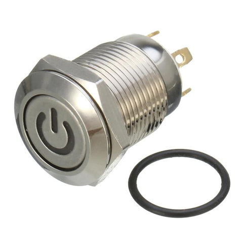 Botão 12mm LED sem trava power 24v Inox
