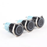 Botão 16mm LED com trava preto power 24V Inox