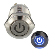 Botão 12mm LED sem trava power 24v Inox