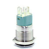 Botão 16mm LED com trava power 24V Inox