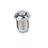 Botão 12mm LED sem trava cabeça alta 12v Inox