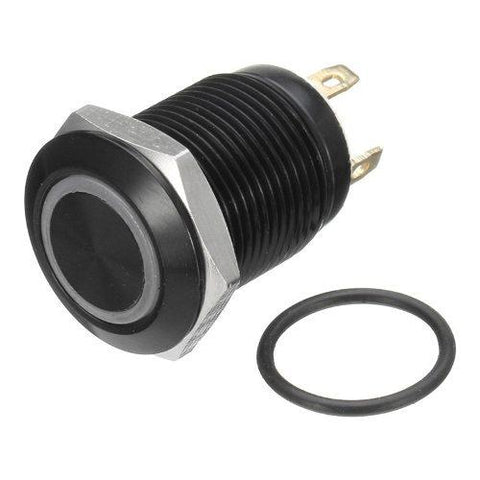 Botão 19mm LED com trava preto 24v Inox