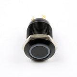 Botão 12mm LED sem trava preto 24v Inox
