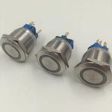Botão 25mm LED com trava 2NA 2NF 24v Inox