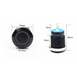 Botão 12mm LED sem trava preto 24v Inox