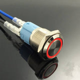 Botão 16mm LED com trava 24v Inox