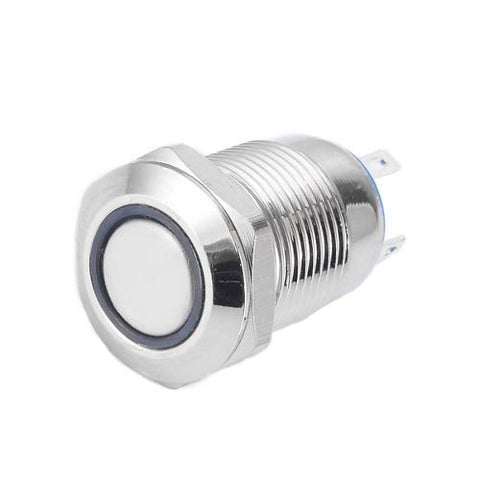 Botão 12mm LED sem trava 24v Inox