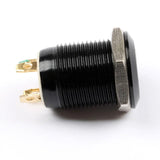 Botão 12mm LED sem trava preto 24v Inox