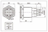 Chave Interruptor Segurança 19mm 2 Posições Inox