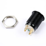 Botão 12mm LED sem trava preto 24v Inox